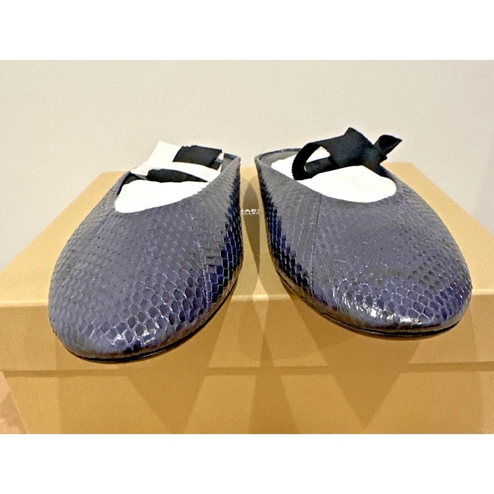 Michael Kors Collection Size IT 40/10 Maren Lace Ballet Flat Sapphire Snake Skin